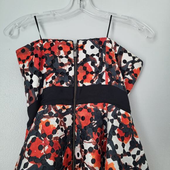 Sachin & Babi Noir Floral Norman Sz 4 Midi Dress Gown Red Bkack Tule Org… - Picture 16 of 16